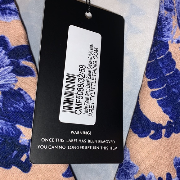 Pretty little things nude floral wrap blazer dresssize 6 - Picture 3 of 7